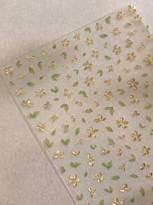 1 pieza Pegatina de arte de uñas con patrón de hoja dorada brillante, adecuada para uñas acrílicas, pegatina de decoración de uñas DIY para mujeres, perfecta para manualidades de uñas de otoño/invierno - Dorado - Ver 6