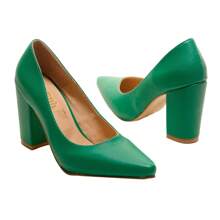 Greco Designs Zapatillas Negras Cerradas Tacón Grueso Clásicas Elegantes - Verde - Ver 3