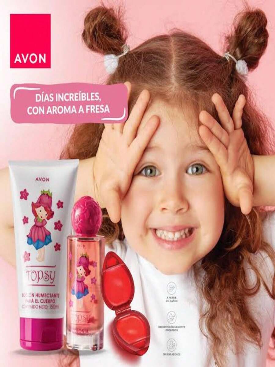 Avon Linea TOPSY, con fresa vainilla,  para las niñas, increíble para regalo - Rosa Roja - Ver 1