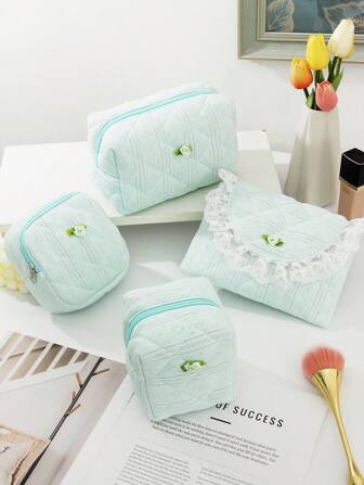 1 件多功能化妆包、化妆包、钱包袋便携式化妆品刷收纳包，带拉链封口，可装口红、刷子、护肤品、手机、硬币、小物品，适合居家、旅行、度假和学校使用，化妆包化妆袋护肤包洗漱包收纳袋，旅行必需品邮轮必需品宿舍必需品，婚礼伴娘礼物，妈妈礼物，生日礼物，送给朋友和老师的礼物