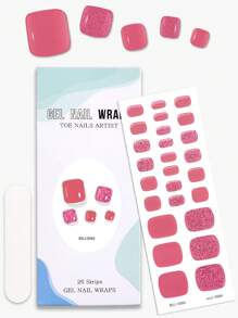 Beauty Sticker 26 pièces Autocollants d'ongles en gel semi-durcis, design multi-couleurs, couleur unie et dégradé brillant, autocollants couvrants pour les ongles, convient pour la manucure DIY des femmes, printemps/été