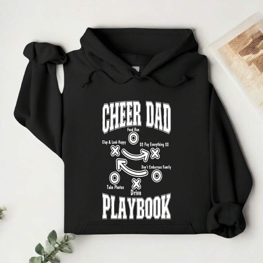 Cheer Dad Playbook Hoodie, Dad Life Hoodie, Cheerleader Dad Hoodie, Cheer Life Hoodie, Sports Dad Hoodie, Cheer Season Hoodie SSN-598 - 黑色 - 查看 1