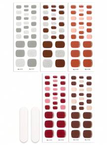 Beauty Sticker 26pcs Semi-Cured Gel Nail Stickers, Multi-Color Designs, French Manicure Style Shiny Self-Adhesive Full Nail & Toe Stickers, DIY Nail Art Supplies For Women, Suitable For Spring & Summer