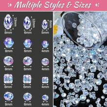 1 set de aproximadamente 900 cuentas de cristal de vidrio para hacer joyas, cuentas de cristal variadas para pulseras, joyería, manualidades DIY o decoración del hogar (cristal transparente AB color)
