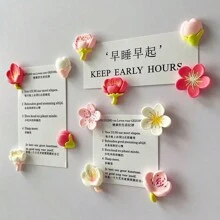 4 Sets 6 Sets Color Pattern Random Fresh And Simple Peach Blossom Flowers Magnetic Pasting Pastoral Style Creative Refrigerator Sticker Fixed Photo Message Whiteboard Sticker Classroom Decoration Picture Frame Decoration Wall Decoration