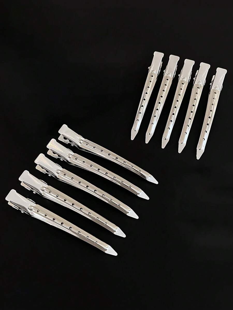 10 件/5 件镂空金属银色发夹，时尚简约街头风格 Y2K 9 厘米/3.54 英寸发饰适合女性日常化妆和发型设计、沙龙使用 - 銀色 - 查看 1