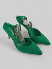 StellaMeli Strappy Sandals With Rhinestone Strappy Sandals. Very Elegant 10cm Heels. Stylish High Heels - Green - View 3