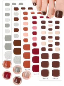 Beauty Sticker 26pcs Semi-Cured Gel Nail Stickers, Multi-Color Designs, French Manicure Style Shiny Self-Adhesive Full Nail & Toe Stickers, DIY Nail Art Supplies For Women, Suitable For Spring & Summer