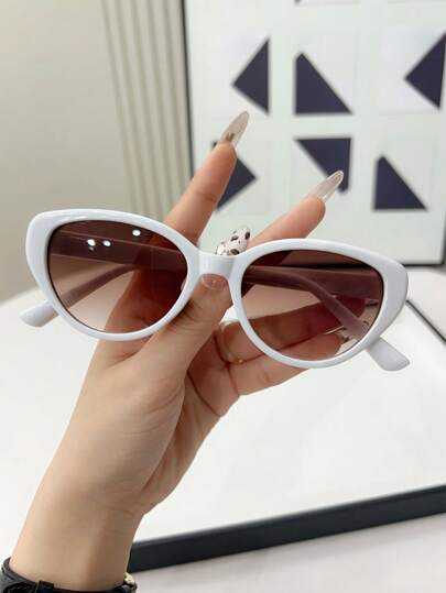 Swim Mod 1pc Women Casual Cat Eye White Fashion Glasses, Suitable For Daily Outfit, Summer Beach, Street Style For Summer Beach Vacation,Outdoor,Travel Preppy Style For Back To School