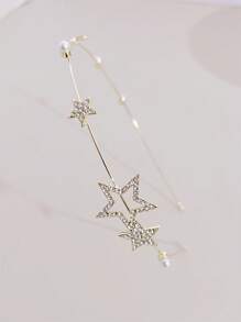 1 pieza Diadema elegante y minimalista con estrella hueca de perla y cristal, accesorio decorativo para el cabello para fiestas y uso diario