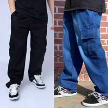 KIT 02 Men's Cargo Pants 5 Pocket Skate Premium Streetwear - 深色水洗藍 - 查看 1