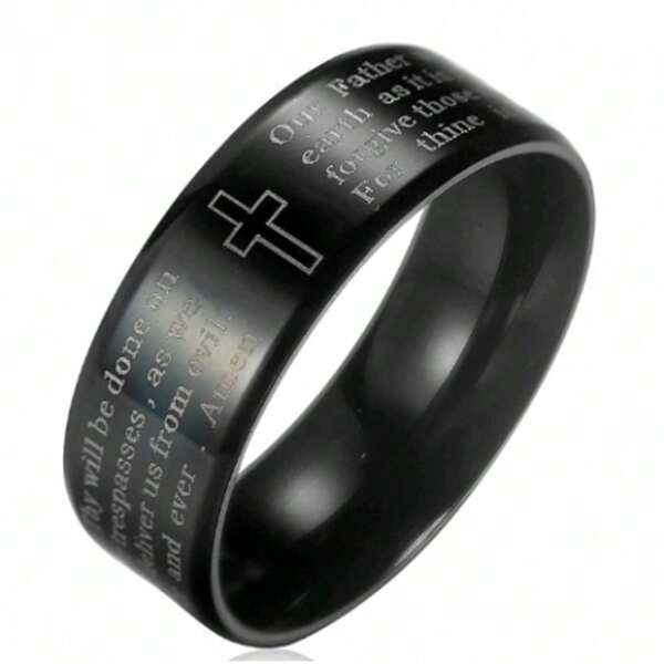 6-8mm Classic Cross Engraved Stainless Steel Ring, Unisex Jewelry