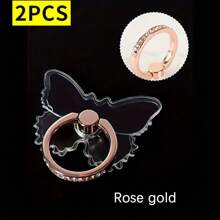 2 件 360° 透明蝴蝶手机握持支架，高品质休闲支架桌面夹环，送给朋友和生日的理想礼物