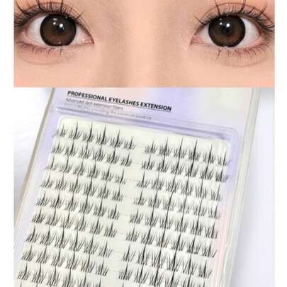 120片/套 向日葵造型卡通风格可重复使用单根假睫毛，可增加睫毛浓密度，睫毛簇，单根假睫毛（仅假睫毛，不含胶水）