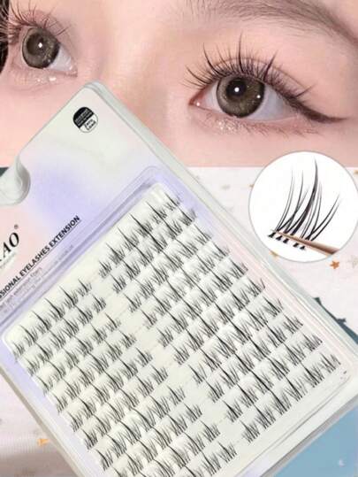 120pcs Individual Eyelashes, Sunflower Style False Eyelashes, Cartoon Style, Reusable And Can Amplify Eyes Lash Clusters, Eyelash Clusters, Individual Eyelashes, Lashes, Fake Lashes