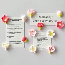 4 Sets 6 Sets Color Pattern Random Fresh And Simple Peach Blossom Flowers Magnetic Pasting Pastoral Style Creative Refrigerator Sticker Fixed Photo Message Whiteboard Sticker Classroom Decoration Picture Frame Decoration Wall Decoration