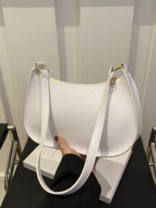 时尚简约单肩包，复古拉链手提包，轻巧多功能，百搭优雅，适合派对、聚会、工作通勤、化妆品和护肤品储存 - 白色 - 查看 10