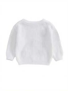 Suéteres navideños de manga larga para bebés, niños y niñas, con bordado de corazón y bastón de caramelo, de punto, en 4 colores, para otoño e invierno - Blanco - Ver 4