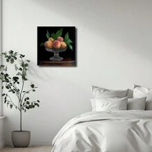 Framed Canvas Wall Art Vintage Decoration Prints Poster Peaches In A Glass Bowl Wall Art Decoration For Living Room Bedroom Bathroom Kitchen Apartment Hotel, Artful Home Decoration - Wrapped Framed Canvas - View 3