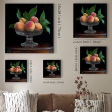 Framed Canvas Wall Art Vintage Decoration Prints Poster Peaches In A Glass Bowl Wall Art Decoration For Living Room Bedroom Bathroom Kitchen Apartment Hotel, Artful Home Decoration - Wrapped Framed Canvas - View 5