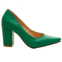 Greco Designs Zapatillas Negras Cerradas Tacón Grueso Clásicas Elegantes - Verde - Ver 1