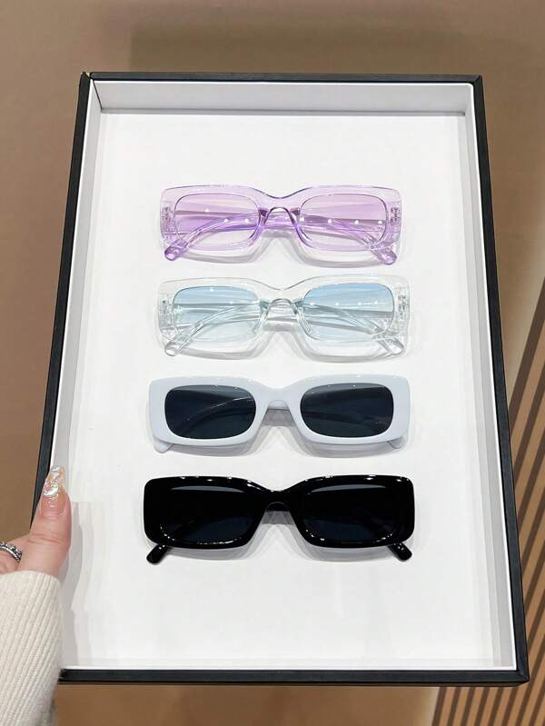 4 قطع نظارات شمس ذات إطار مربع رائعة للموضة لصيف الشاطئ والرحلات والأنشطة الخارجية