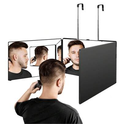 1pc Pro-Folding Haircut Mirror - 3-Way 360° Adjustable, Multi-Purpose For Hair Cutting, Shaving, Grooming, Face Organizing, Makeup, Travel, And Bedroom Bathroom Use - Portable, Space-Saving, And Height-Adjustable Holder Home Bathroom Decor Fall Decor Makeup Organizer Bathroom Accessories Back To School