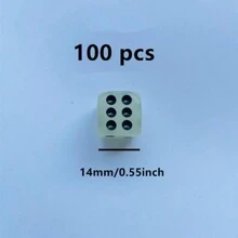 100 个/套 14 毫米/0.55 英寸或 16 毫米/0.63 英寸夜光黑点骰子，高品质骰子，适用于俱乐部派对、棋盘游戏、酒吧、游戏礼物、万圣节、圣诞节 - 彩色 - 查看 5