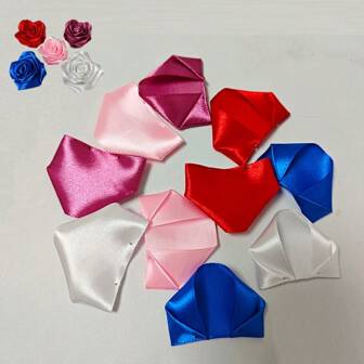 100 pièces de pétales de roses en ruban pour fleurs éternelles et éternelles. Matériel pour DIY, bouquet, cadeau fait main.