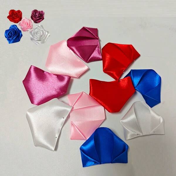 100 Pieces Ribbon Rose Petals Forver Eternal Flower Silk For DIY Bouquet Handmade Gift Materials