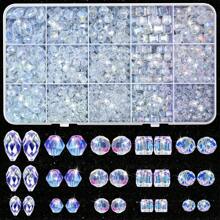 1 set de aproximadamente 900 cuentas de cristal de vidrio para hacer joyas, cuentas de cristal variadas para pulseras, joyería, manualidades DIY o decoración del hogar (cristal transparente AB color)