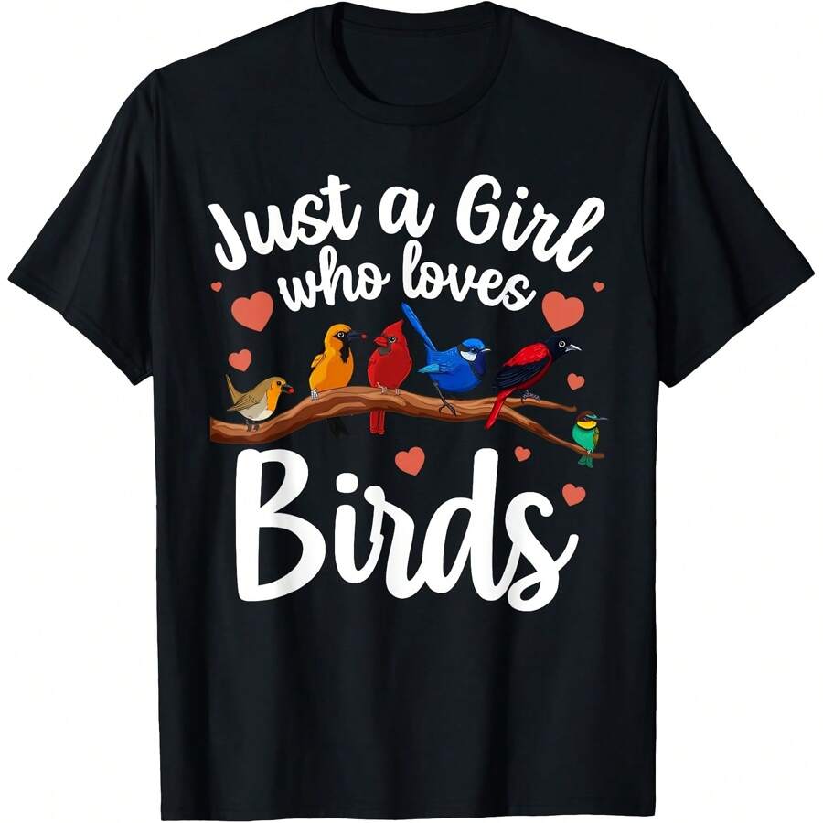 Cute Bird Art For Women Girls Birdwatcher Nerd Bird Watching T-Shirt