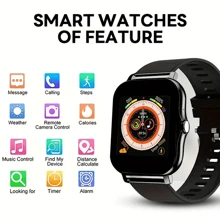 The new 2025 Smart watch child, 1.83-inch full screen touch answering calls message reminder, pedometer sports date alarm, weather forecast DIY dial For Android/ios - Schwarz - Übersicht 3