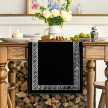 1pc Green & Red Striped Tablecloth Or Table Runner, Italy National Flag Design, Striped Tablecloth Or Table Decor For Italian Themed Party, Country Kitchen, Living Room, 33*183cm - Black - View 5