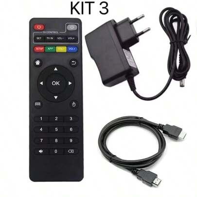 KIT 3 PARA SMART TV(FONTE,CABO ,CONTROLE)