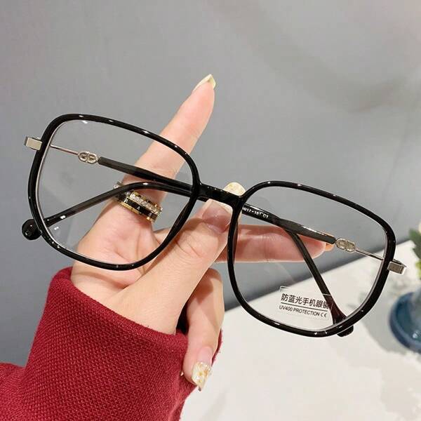 1pc Fashion Lightweight Oversized Glasses Frame, Casual Slim Business Glasses