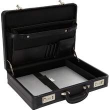 Heritage Travelware Vinyl Single Compartment 17.3" Laptop Case With Secure Combination Lock Briefcase, Black, One Size - màu đen - Xem 2