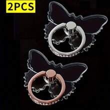 2 件 360° 透明蝴蝶手机握持支架，高品质休闲支架桌面夹环，送给朋友和生日的理想礼物