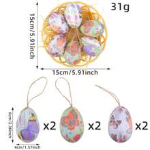 6PCS- Easter Egg Hanging Creative Braided Basket Eggs Easter Decorating Pieces Scene Layout Eggs - Multicolor - View 9