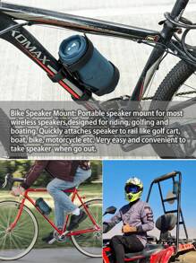 Universal Waterproof Bluetooth Speaker Bracket, Bike Handlebar Clamp Mount Holder For Charge 4/5, Flip 5/6, UE Boom 3, Bushnell Wingman View Golf, SRS-XB23, Doss SoundBox Pro Etc.