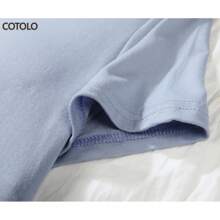 Solid V Neck Sleep Dress - Light Blue - View 6