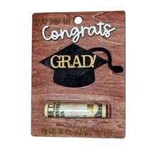 1pc Wooden Creative Graduation Congratulations Gold Card, Holder Graduation Party Decoration, Graduation Gift (Excluding 3D Stand, Coins)