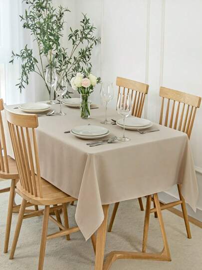 1pc Lightweight Splash-Proof Faux Linen Texture Tablecloth, Rectangular Sizes, Washable Decorative Dining Table Cloth, Suitable For Buffet, Dining Table, Coffee Table, Party, Birthday, Cafe, Wedding, Picnic, Camping, BBQ, Indoor, Outdoor And Daily Decor