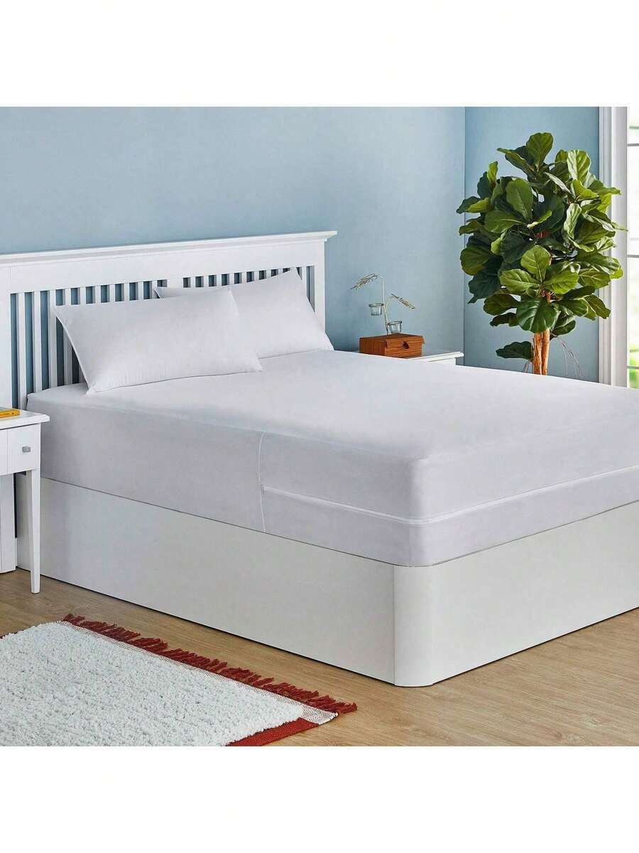 ARISE - 100% Microfiber Breathable Mattress Cover, L-Shaped Zippered Mattress Protector, Breathable Mattress Cover, Smooth And Soft Protector, Made In SPAIN, For 90cm, 105cm, 135cm, 150cm Beds - 白色 - 查看 1