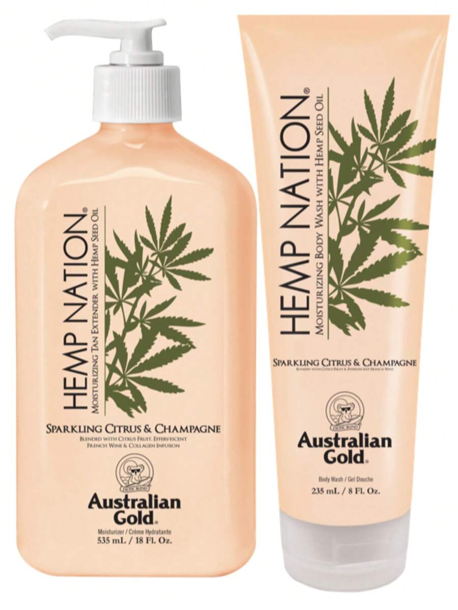 HempNation Sparking Citurs And Champagne Tan Extender And Body Wash 2 Piece Set: Summer Lotion, Summer Body Care Set, After Sun Care, Moisturizer, Tan Extender, After Sun Lotion, Age Defying Blend, Collagen Infused, Vitmain C - 彩色 - 查看 1