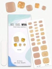 Beauty Sticker 26 pièces Autocollants d'ongles en gel semi-durcis, design multi-couleurs, couleur unie et dégradé brillant, autocollants couvrants pour les ongles, convient pour la manucure DIY des femmes, printemps/été