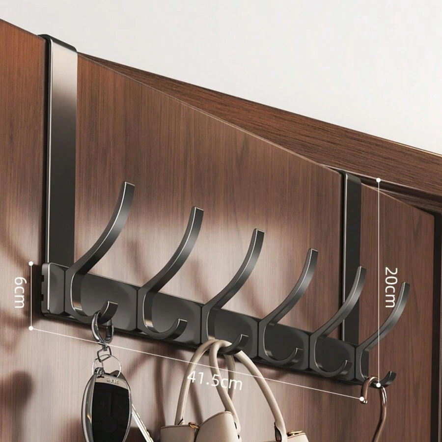 1pc/2pcs New No-Drill Door Hook, Over-The-Door Hanging Rack, Extended Length Door Mounted Clothes Hanger, Essential For Bedroom Storage And Organization.