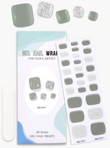 Beauty Sticker 26pcs Semi-Cured Gel Nail Stickers, Multi-Color Designs, French Manicure Style Shiny Self-Adhesive Full Nail & Toe Stickers, DIY Nail Art Supplies For Women, Suitable For Spring & Summer
