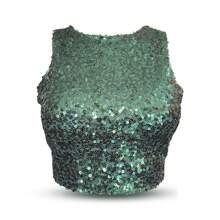 BLUSA TOP CON LENTEJUELA - Verde Oscuro - Ver 3