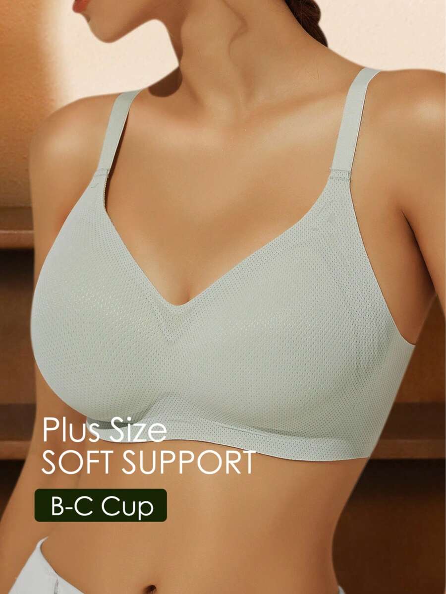 大胸小胸適用的無縫無鋼圈內衣,防下垂挺立內衣,女式胸罩1件 - 薄荷綠 - 查看 1